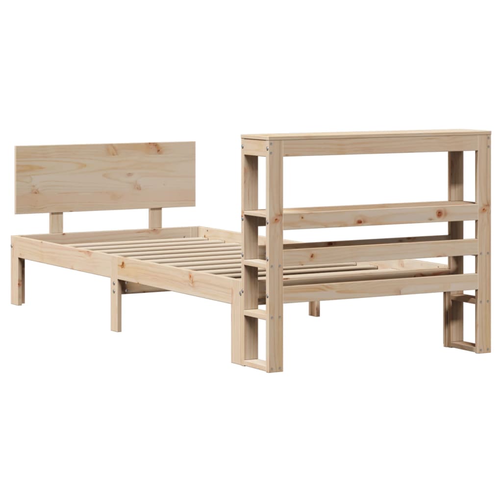 sengeramme med sengegavl 75x190 cm massivt fyrretræ