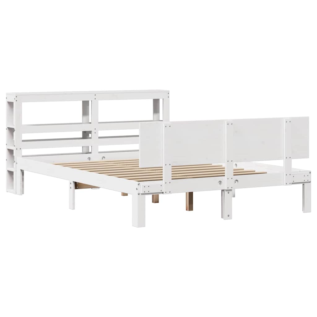 sengeramme med sengegavl135x190 cm massivt fyrretræ hvid