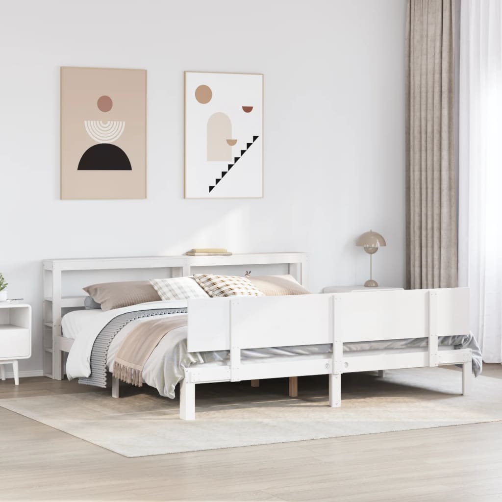 Sengeramme med hovedgærde uden madras Hvid 180x200 cm