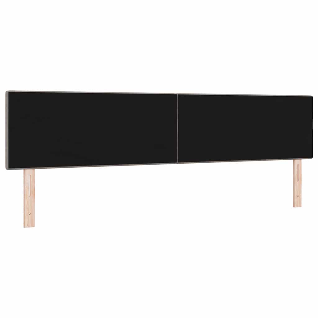 LED sengegavl med LED-lysstrimler Gråbrun 200 cm Stof
