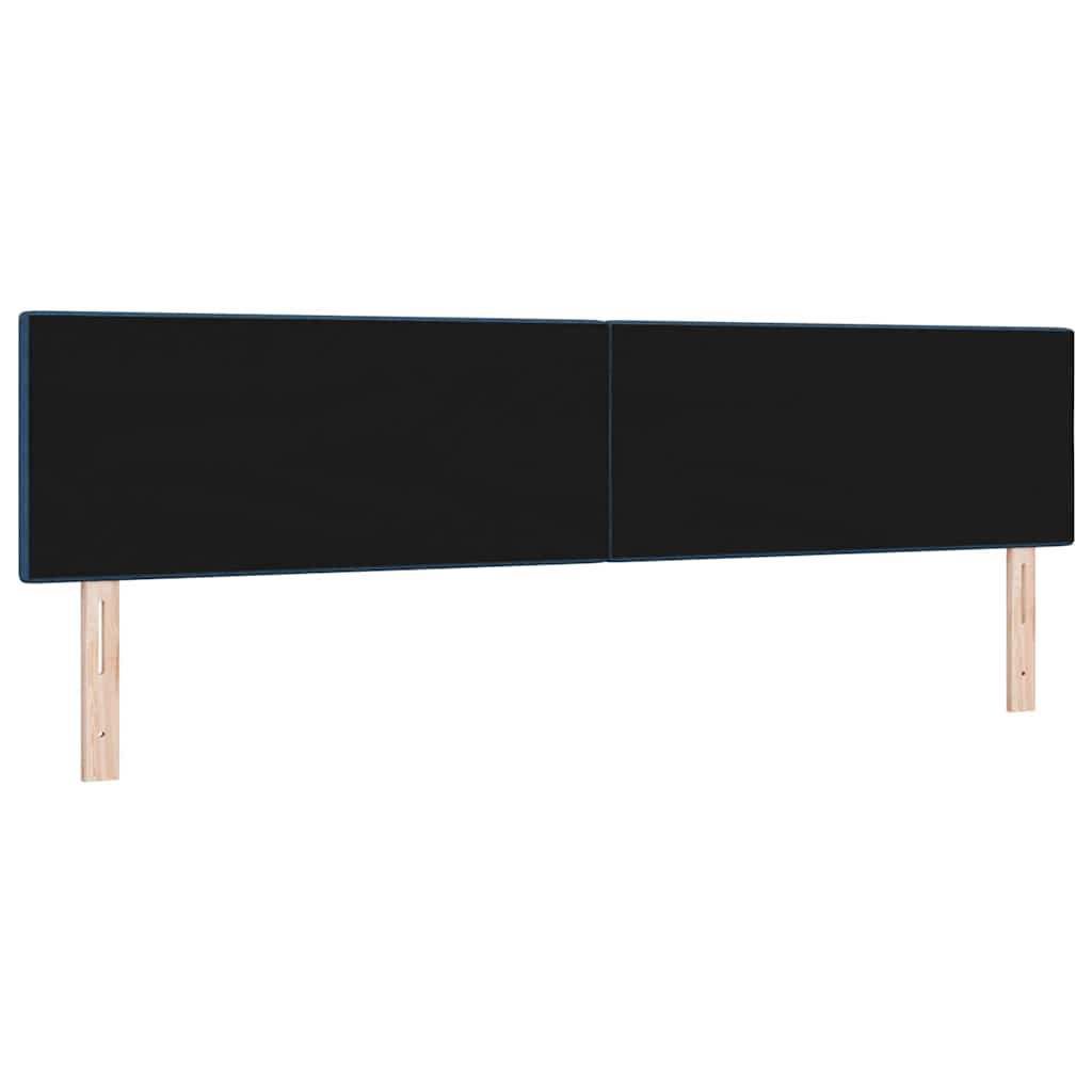LED sengegavl med LED-lysstrimler Blå 200 cm Stof