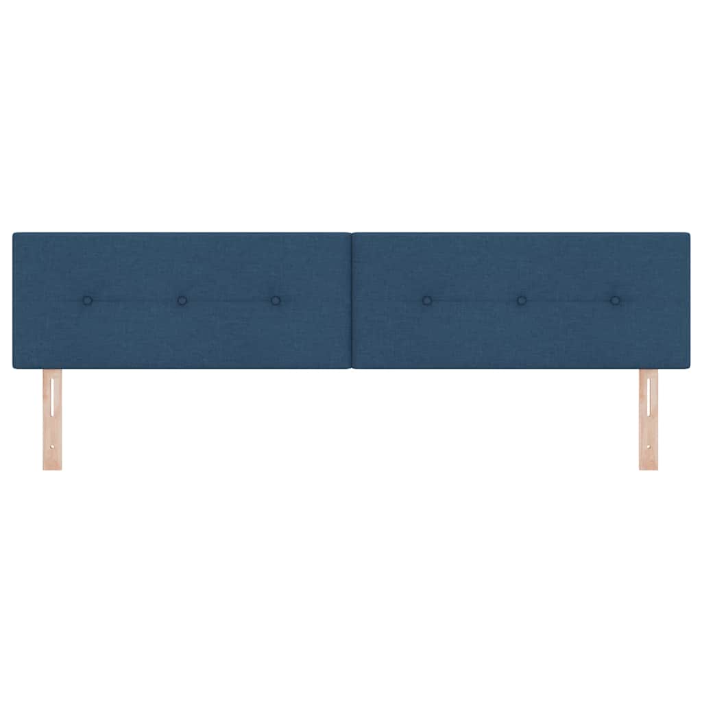 LED sengegavl med LED-lysstrimler Blå 200 cm Stof