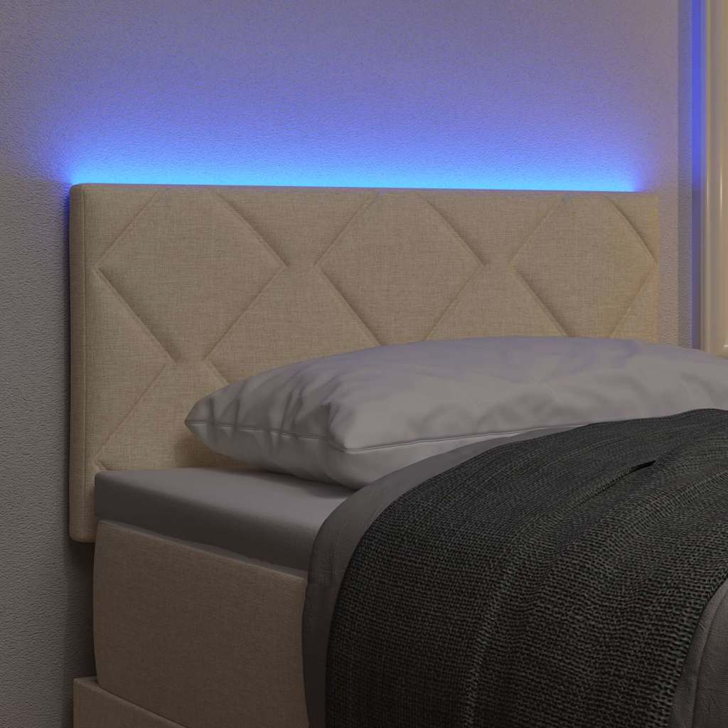 LED sengegavl Creme 80 cm Stof