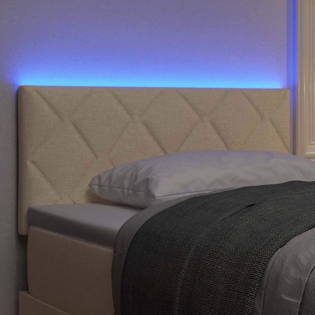 LED sengegavl Creme 90 cm Stof