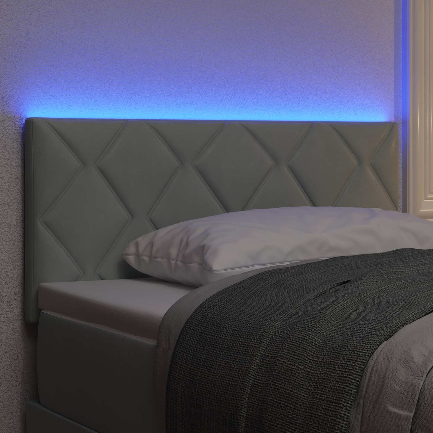 LED sengegavl Lysegrå 90 cm Fløjl