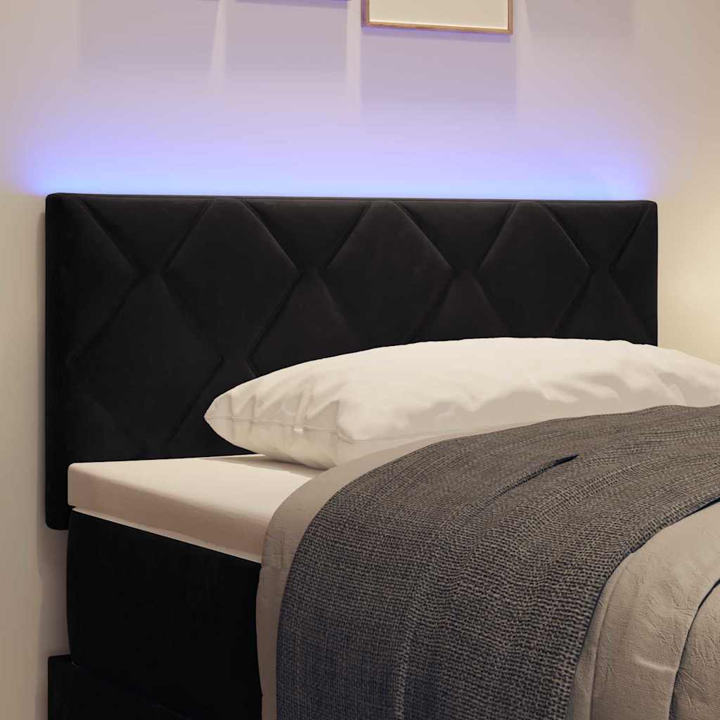 LED sengegavl Sort 90 cm Fløjl