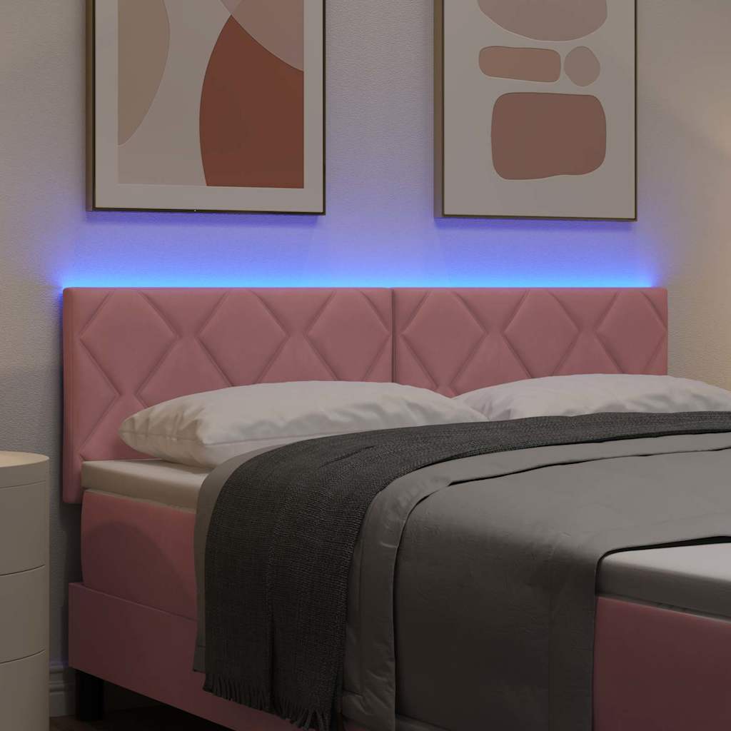 LED sengegavl Lyserød 144 cm Fløjl