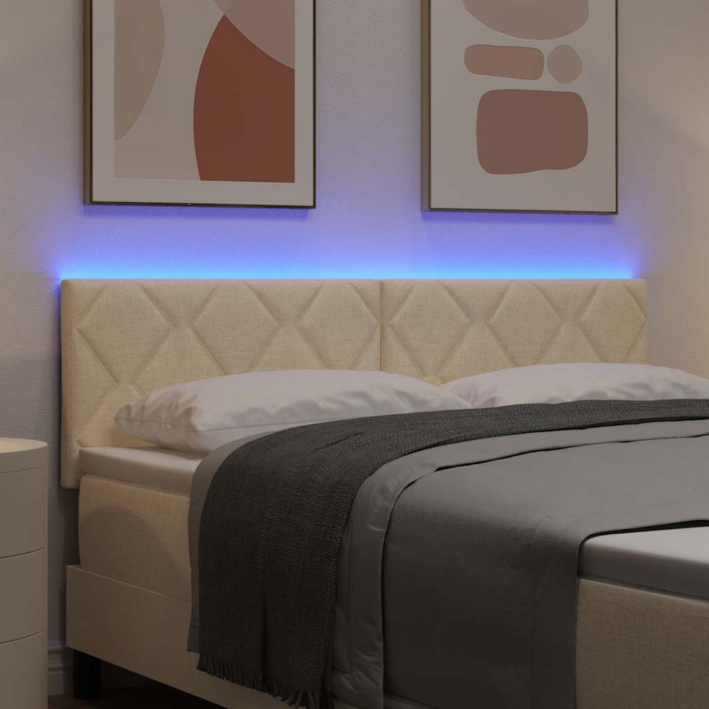 LED sengegavl Creme Stof
