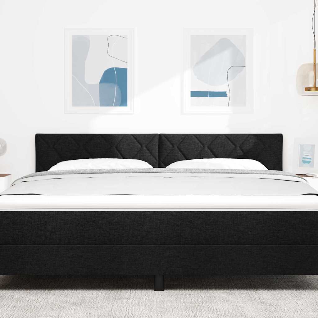 LED sengegavl Sort 180 cm Stof