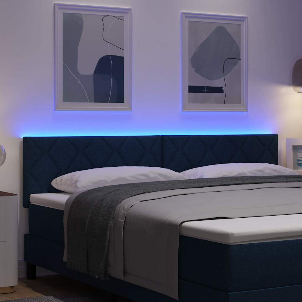 LED sengegavl Blå 180 cm Stof