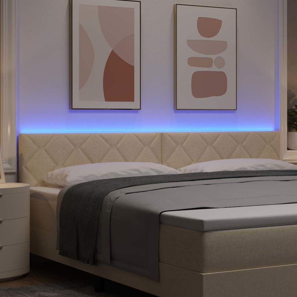 LED sengegavl Creme 200 cm Stof