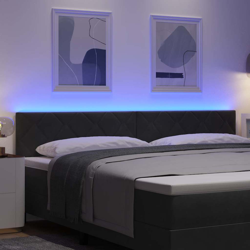 LED sengegavl Sort 200 cm Fløjl