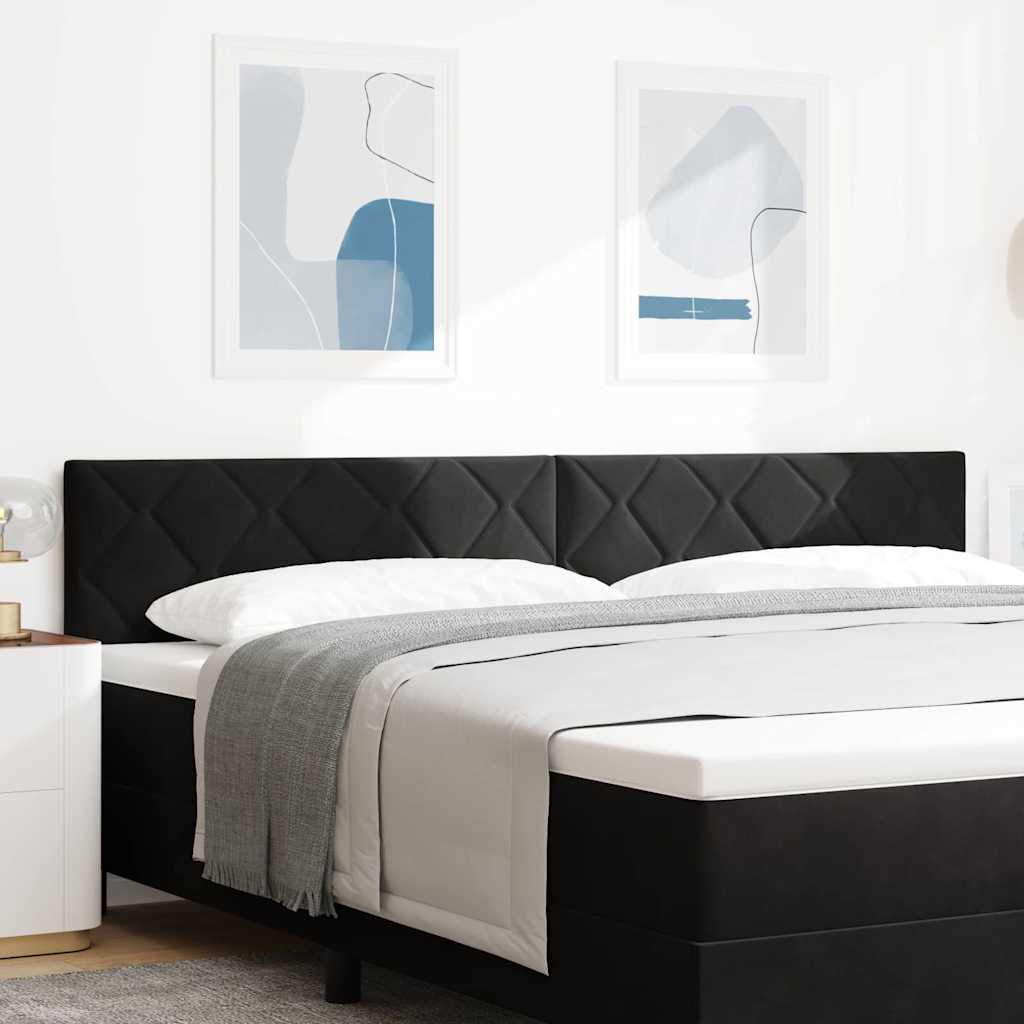 LED sengegavl Sort 200 cm Fløjl