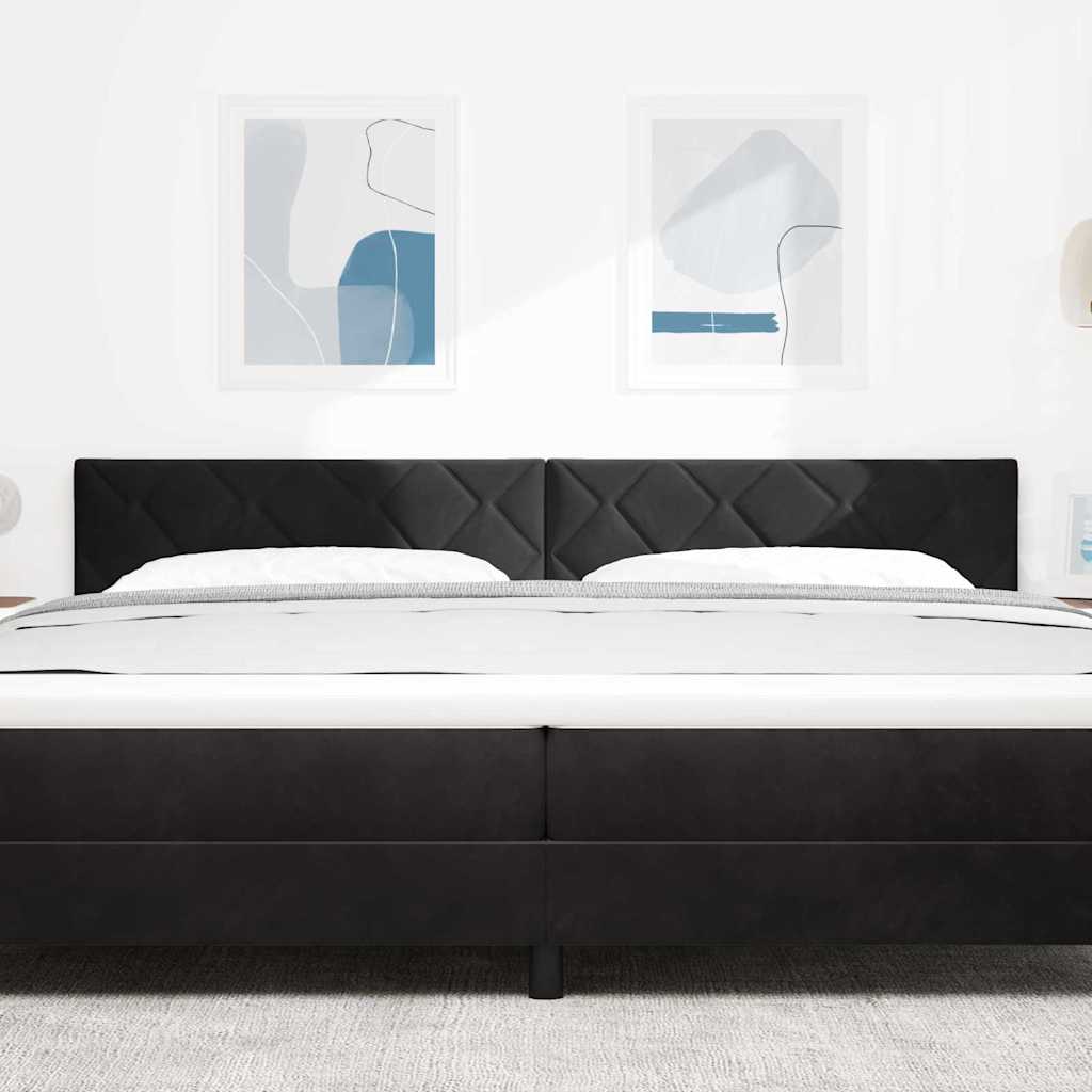 LED sengegavl Sort 200 cm Fløjl