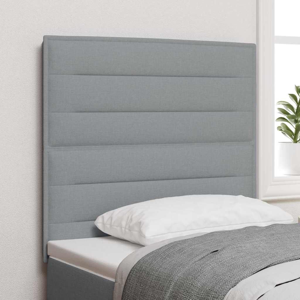LED sengegavl med LED-lysstrimler Lysegrå 80 cm Stof