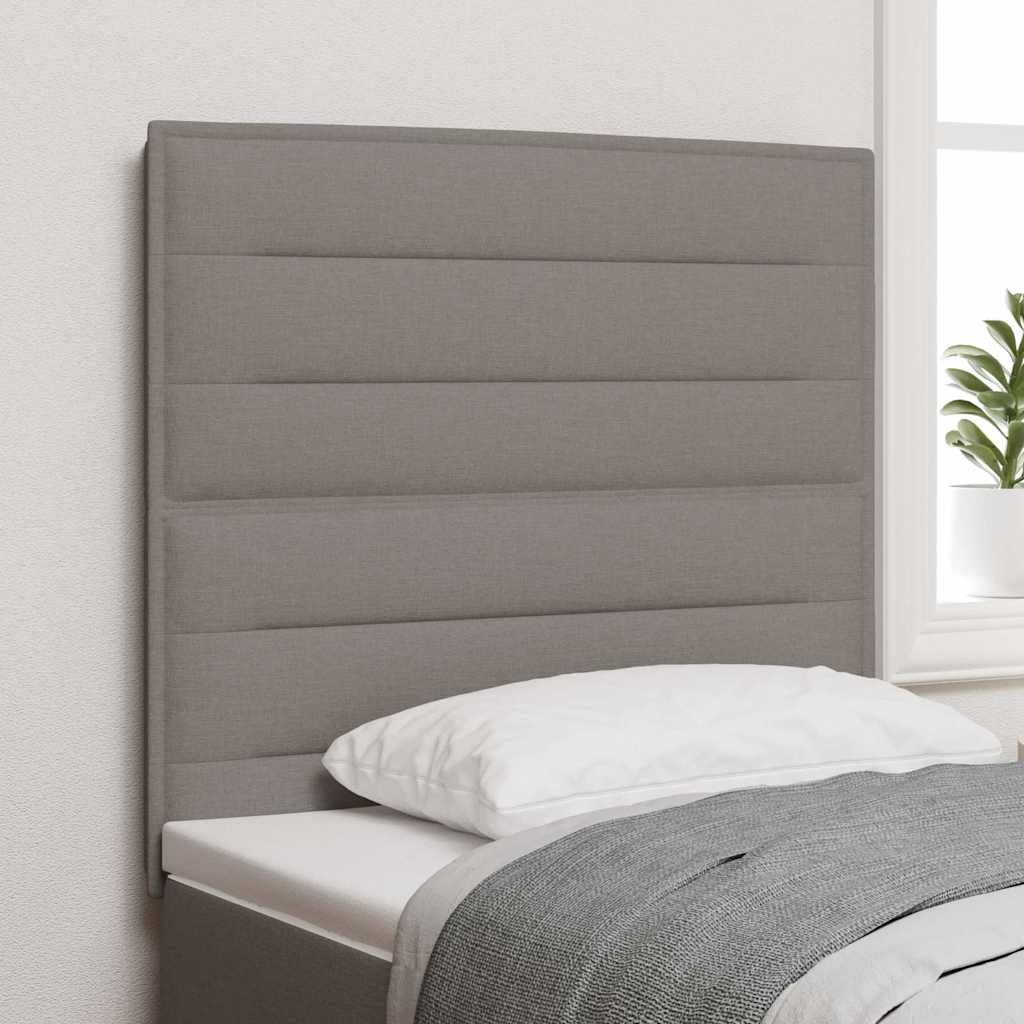 LED sengegavl med LED-lysstrimler Gråbrun 100 cm Stof