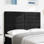 LED sengegavl med LED-lysstrimler Sort 144 cm Stof