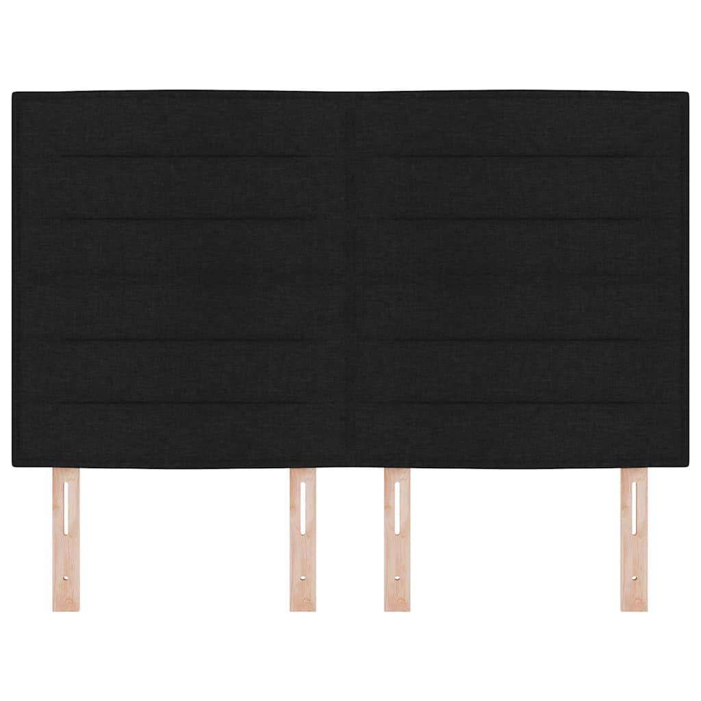 LED sengegavl med LED-lysstrimler Sort 144 cm Stof