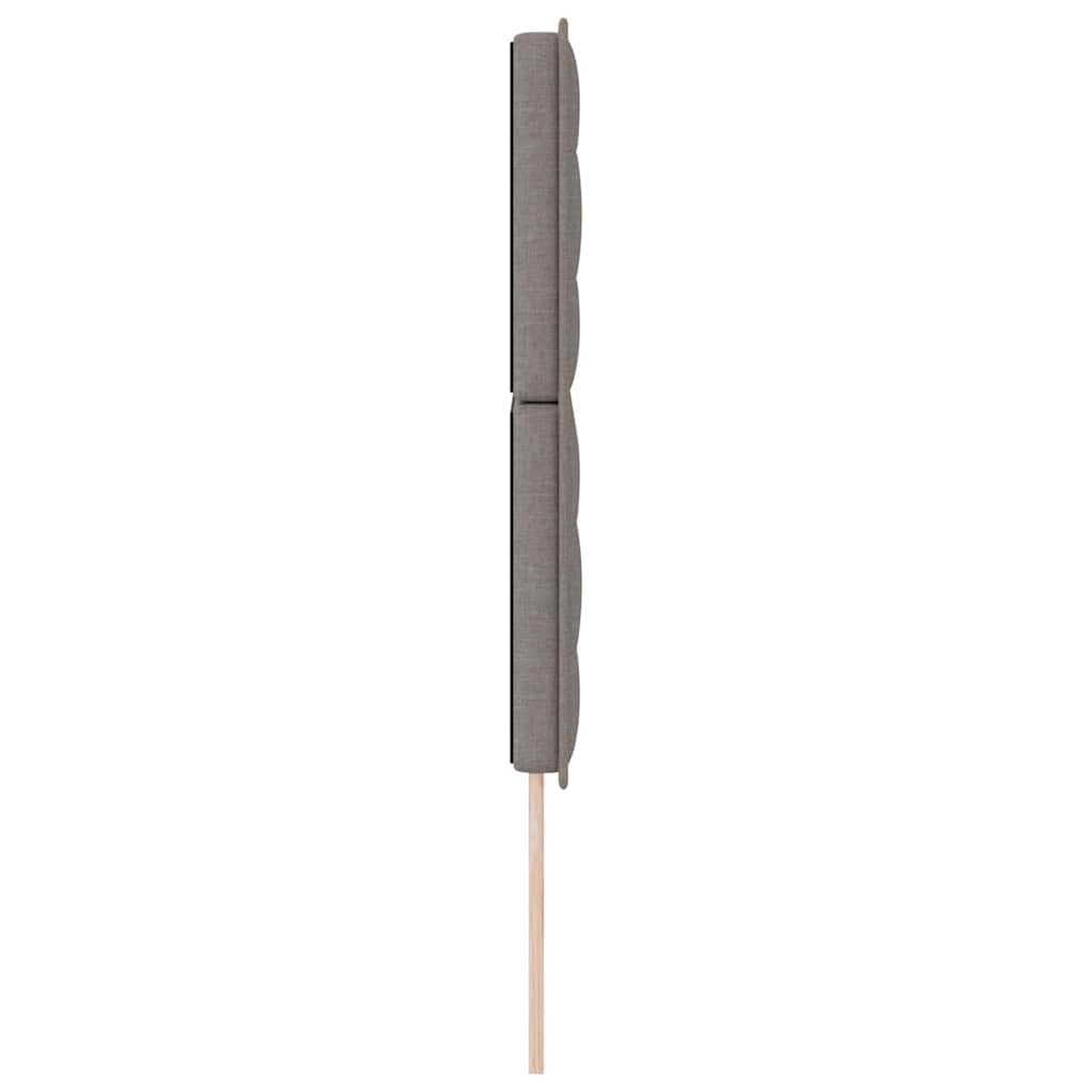 LED sengegavl med LED-lysstrimler Gråbrun 144 cm Stof