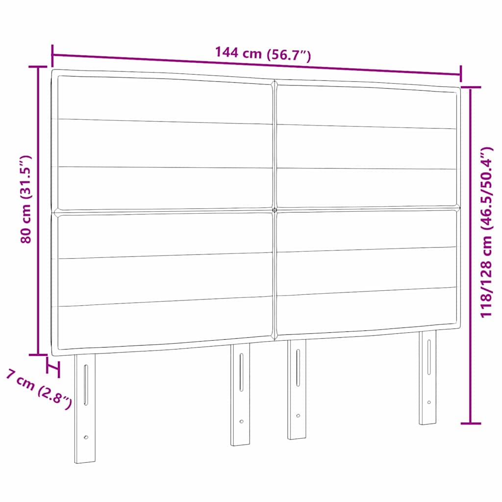 LED sengegavl med LED-lysstrimler Gråbrun 144 cm Stof