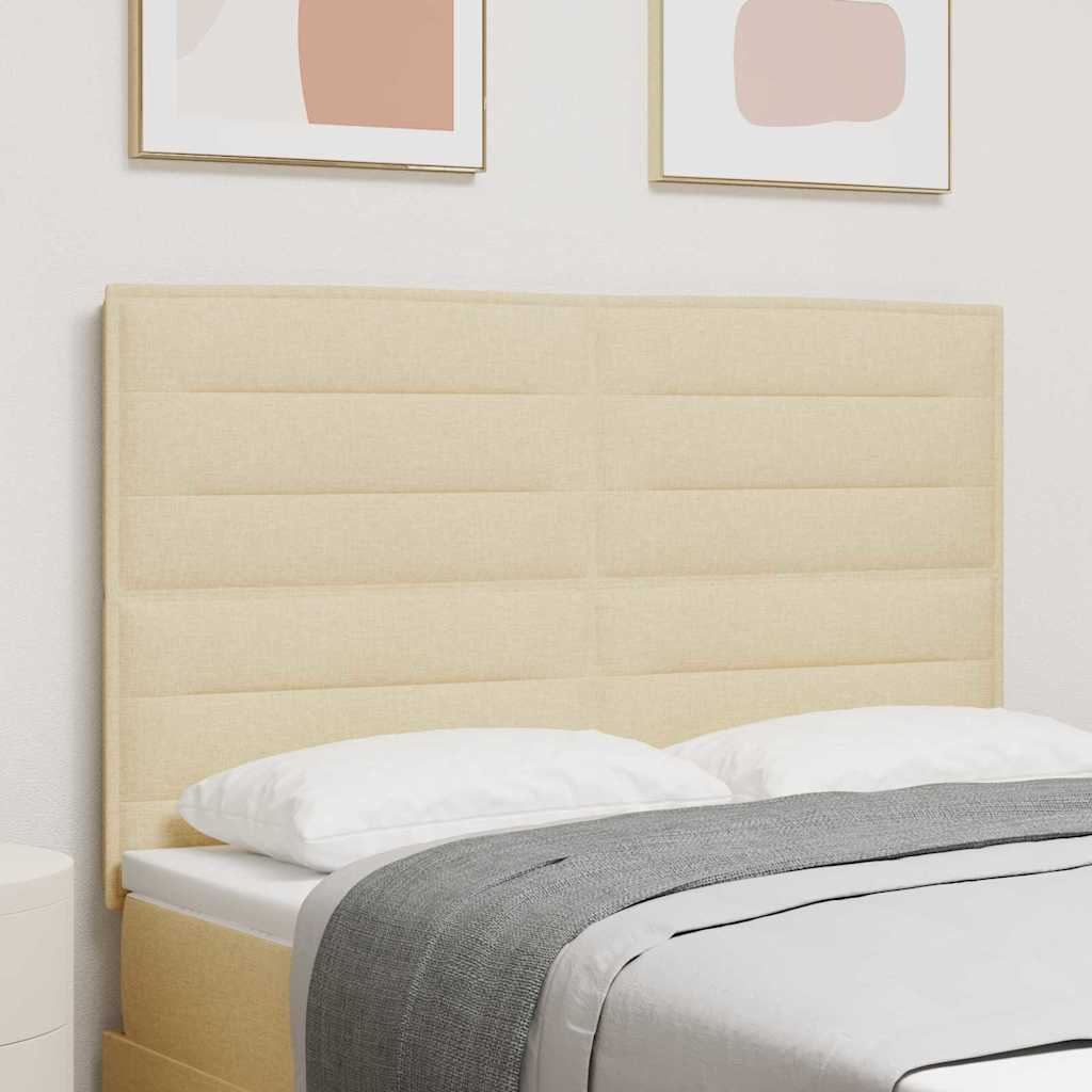 LED sengegavl med LED-lysstrimler Creme 144 cm Stof