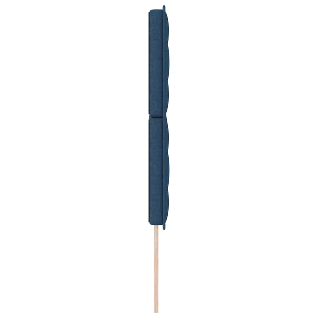 LED sengegavl med LED-lysstrimler Blå 144 cm Stof