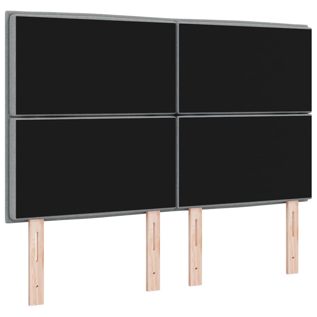 LED sengegavl med LED-lysstrimler Lysegrå 160 cm Stof