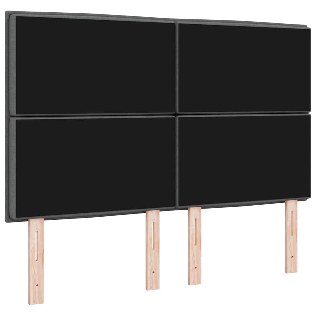 LED sengegavl med LED-lysstrimler Mørkegrå 160 cm Stof