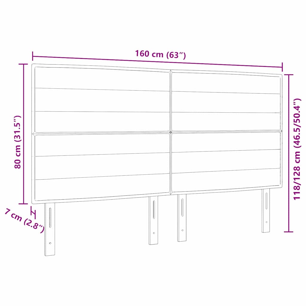 LED sengegavl med LED-lysstrimler Mørkegrå 160 cm Stof
