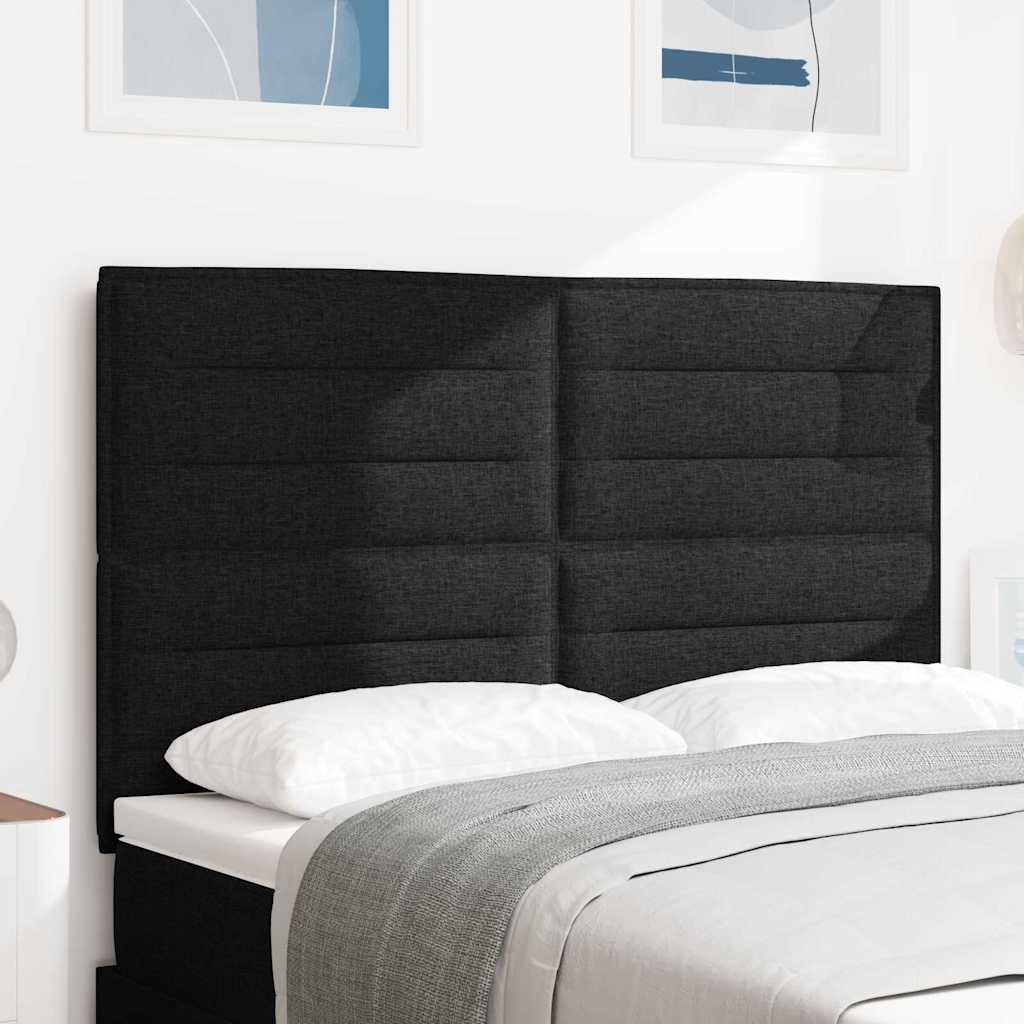 LED sengegavl med LED-lysstrimler Sort 160 cm Stof