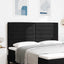 LED sengegavl med LED-lysstrimler Sort 180 cm Stof