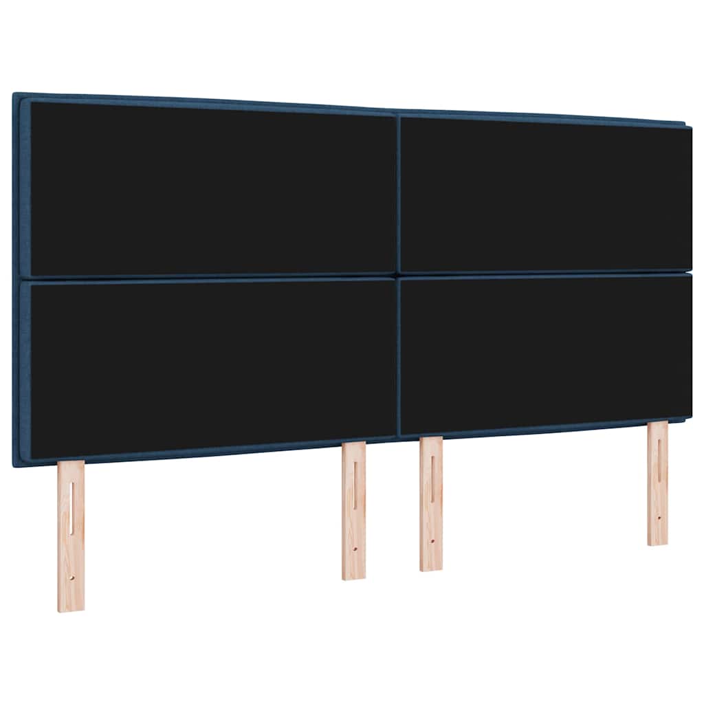 LED sengegavl med LED-lysstrimler Blå 180 cm Stof