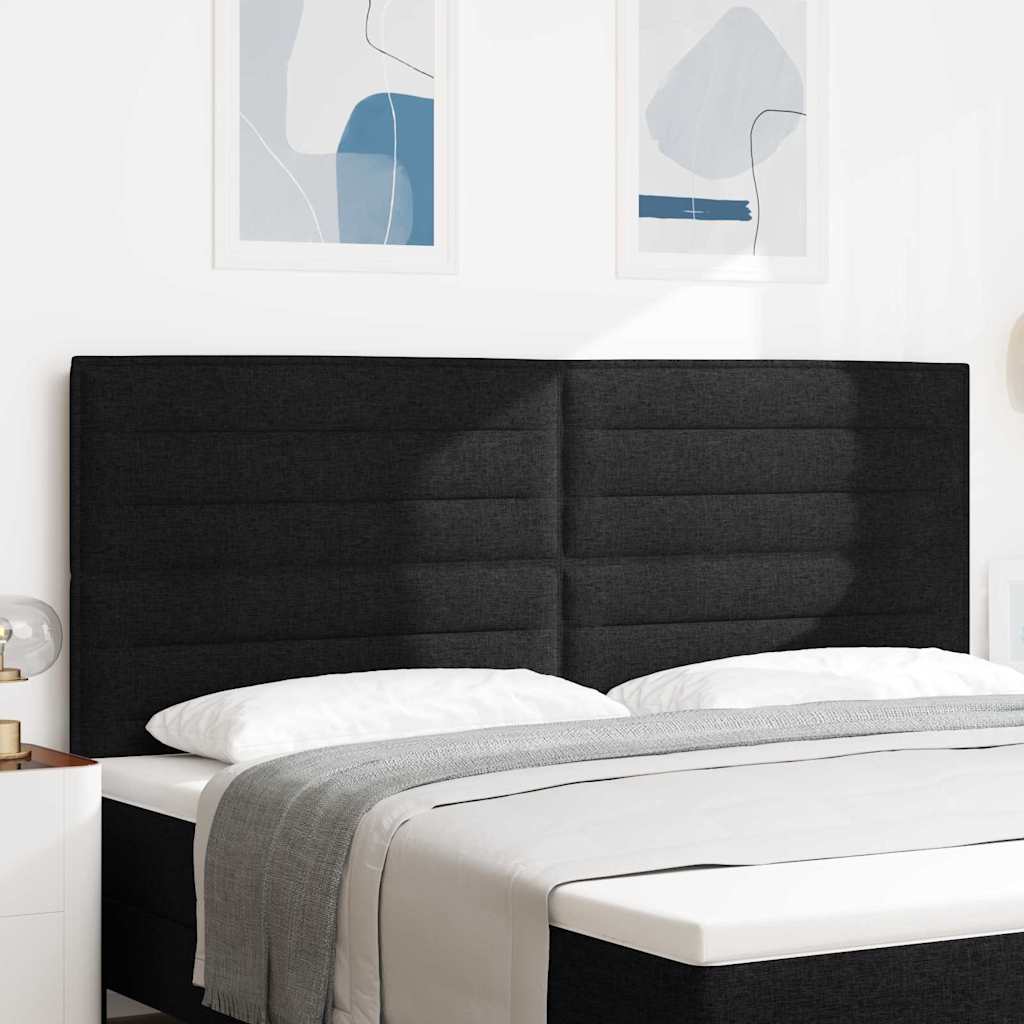 LED sengegavl med LED-lysstrimler Sort 200 cm Stof