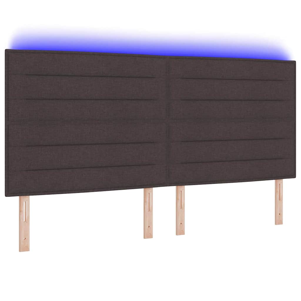 LED sengegavl med LED-lysstrimler Mørk Brun 200 cm Stof