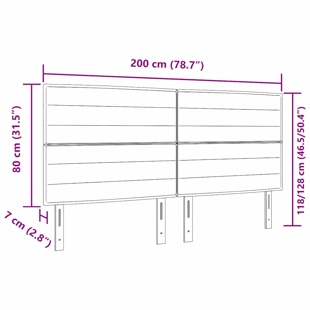 LED sengegavl med LED-lysstrimler Mørk Brun 200 cm Stof