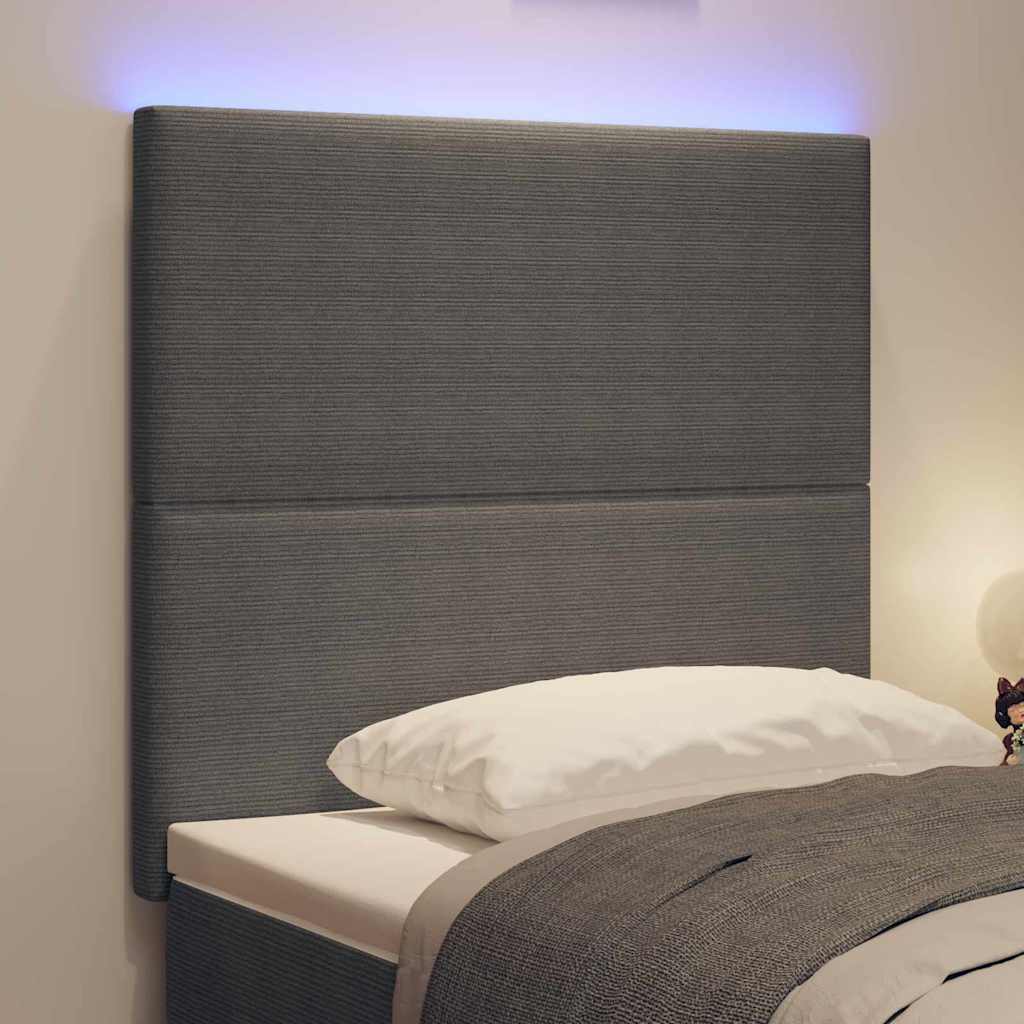 LED sengegavl med LED-lysstrimler Lysegrå 80 cm Velourstof