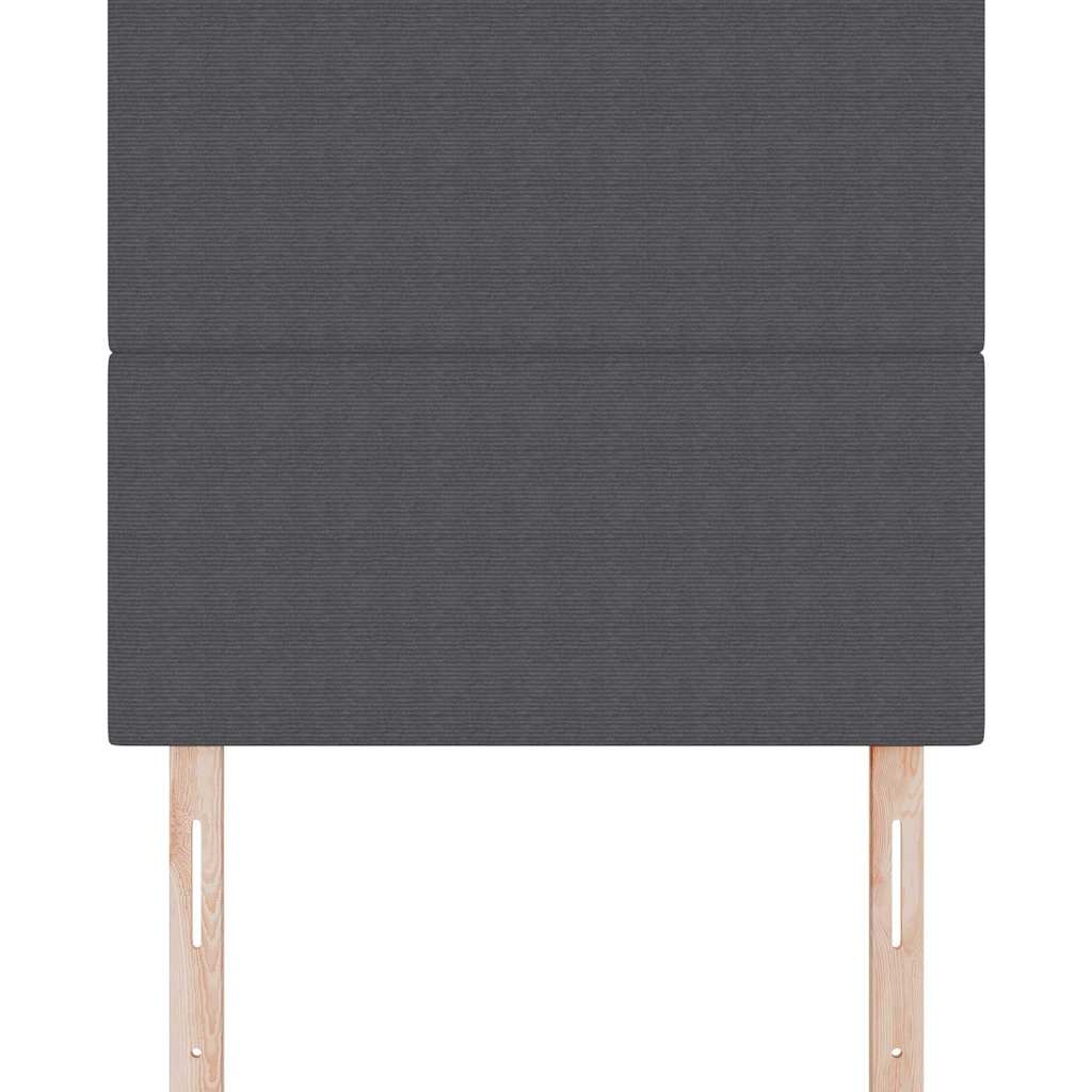 LED sengegavl med LED-lysstrimler Mørkegrå 90 cm Velourstof