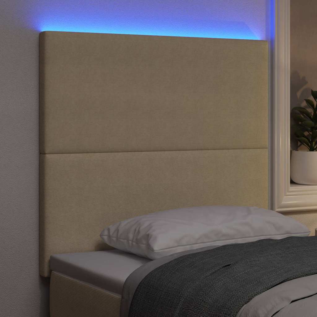 LED sengegavl med LED-lysstrimler Grågrøn 100 cm Velourstof