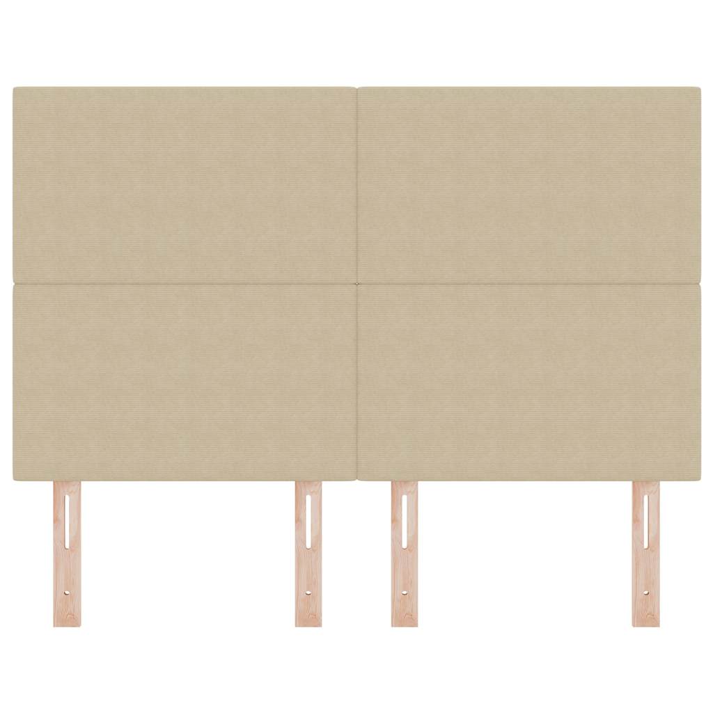 LED sengegavl med LED-lysstrimler Grågrøn 144 cm Velourstof