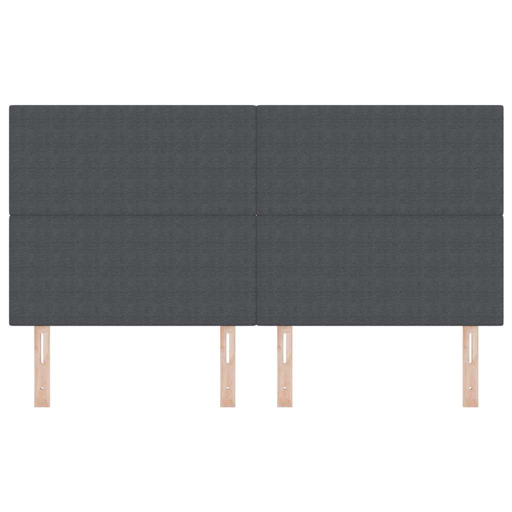 LED sengegavl med LED-lysstrimler Mørkegrå 180 cm Velourstof