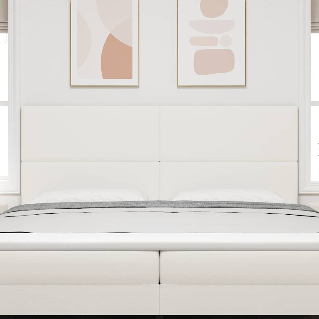 LED sengegavl med LED-lysstrimler Creme 200 cm Velourstof