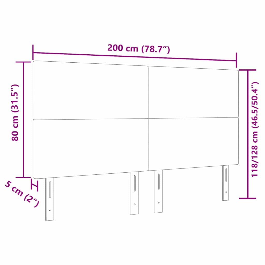 LED sengegavl med LED-lysstrimler Creme 200 cm Velourstof
