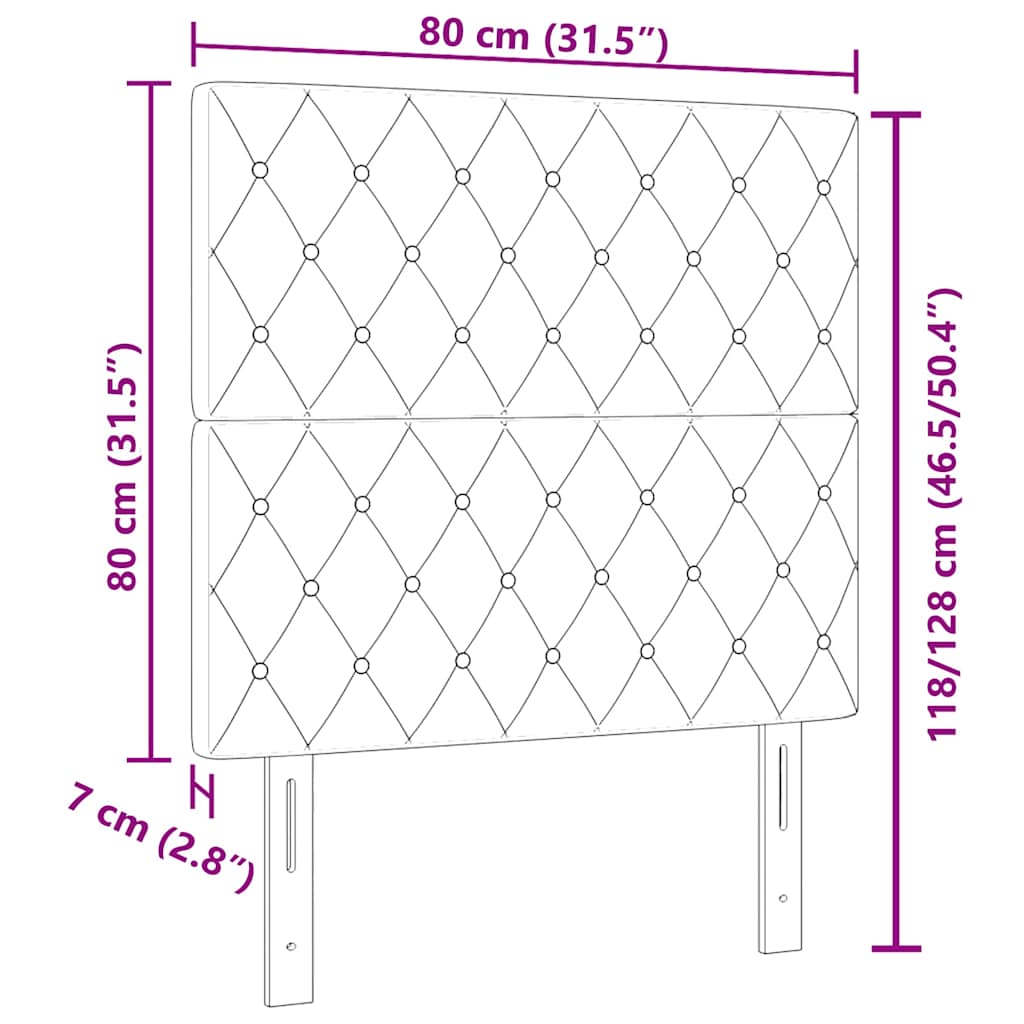 LED sengegavl med LED-lysstrimler Sort 80 cm Fløjl