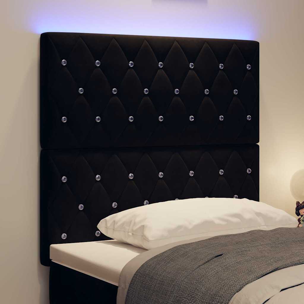 LED sengegavl med LED-lysstrimler Sort 100 cm Fløjl