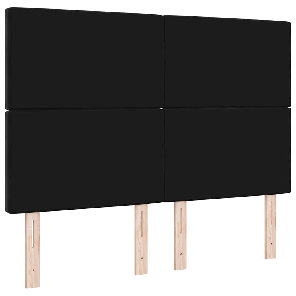 LED sengegavl med LED-lysstrimler Sort 144 cm Fløjl