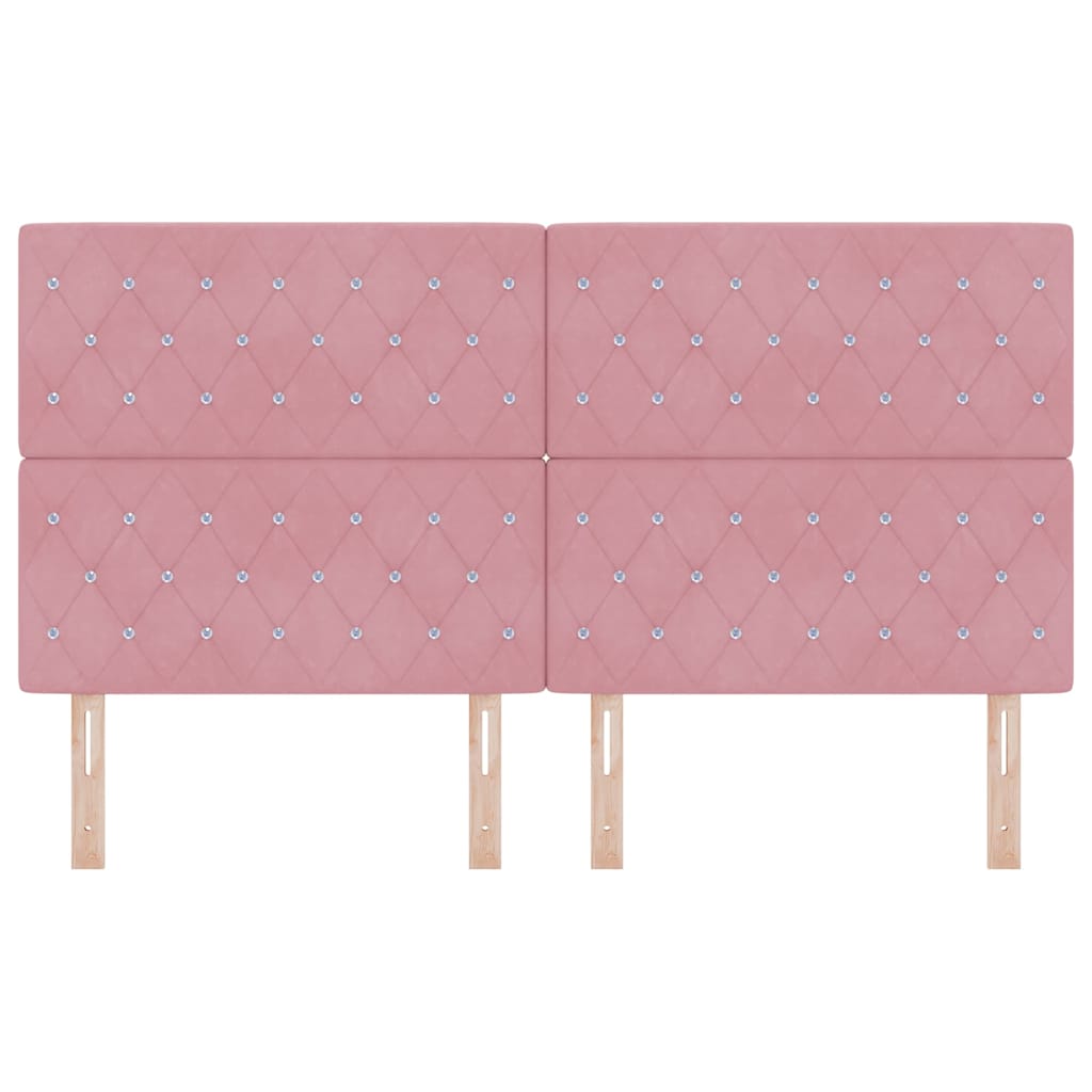 LED sengegavl med LED-lysstrimler Lyserød 180 cm Fløjl