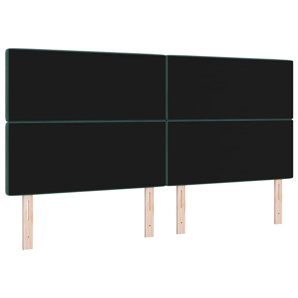 LED sengegavl med LED-lysstrimler Mørkegrøn 200 cm Fløjl