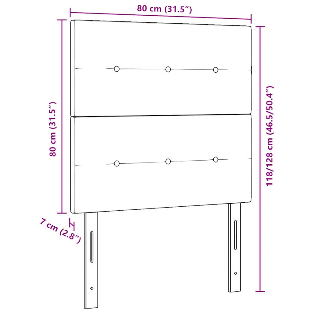 LED sengegavl med LED-lysstrimler Sort 80 cm Stof