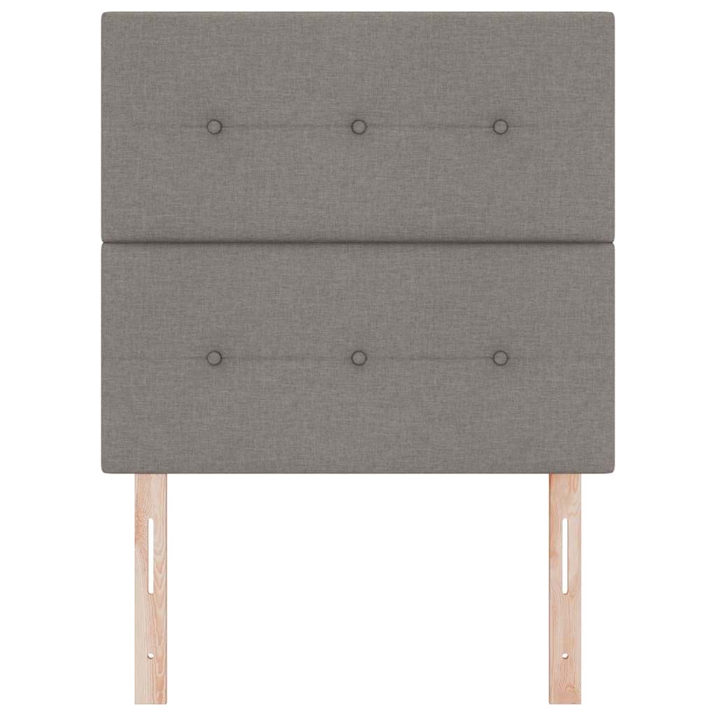 LED sengegavl med LED-lysstrimler Gråbrun 90 cm Stof