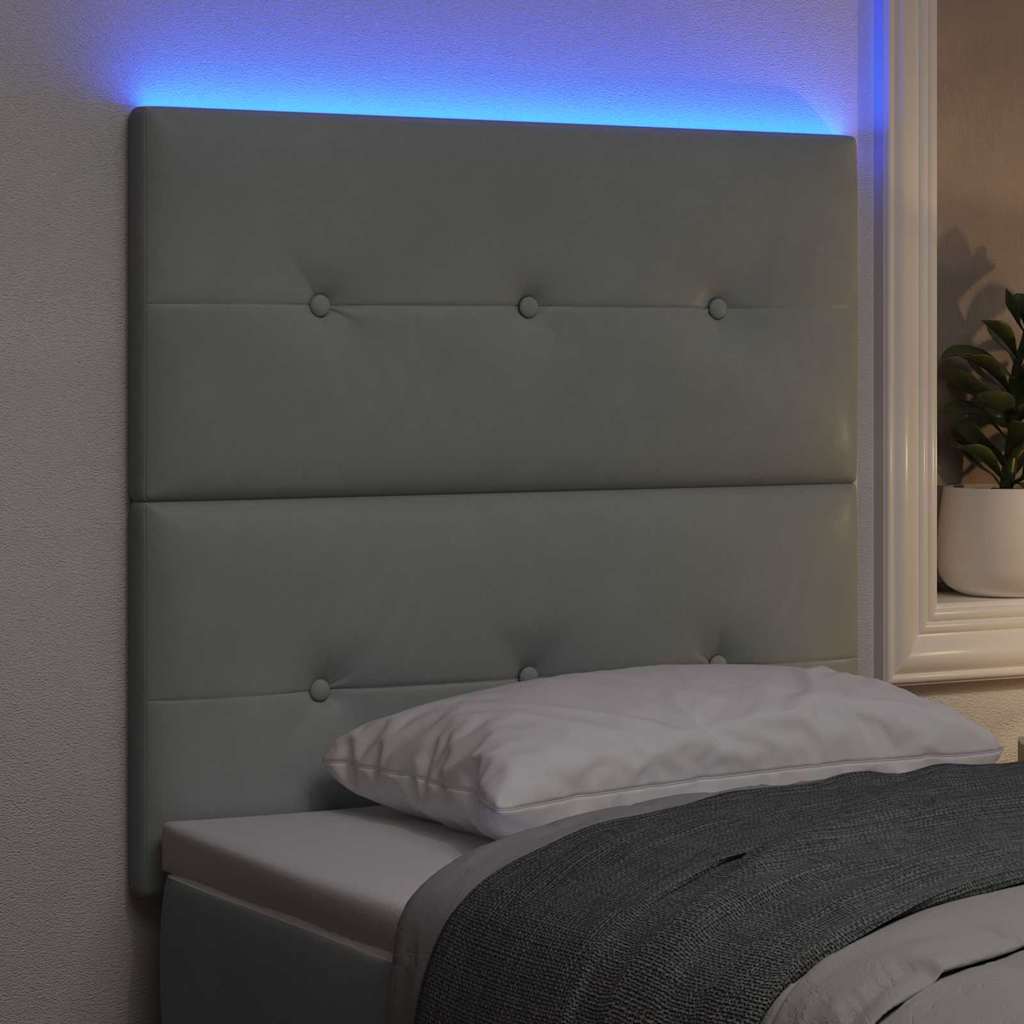LED sengegavl med LED-lysstrimler Lysegrå 90 cm Fløjl